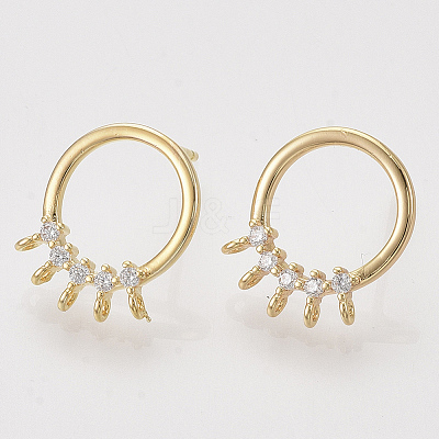 Brass Cubic Zirconia Stud Earring Findings KK-S350-026-1