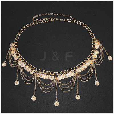 Ethnic Style Alloy Coin Tassel Waist Chains for Women FS-WGA1C87-01-1