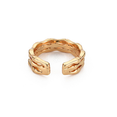 Skeleton Bone Shape Brass Cuff Ring RJEW-S048-004G-NF-1