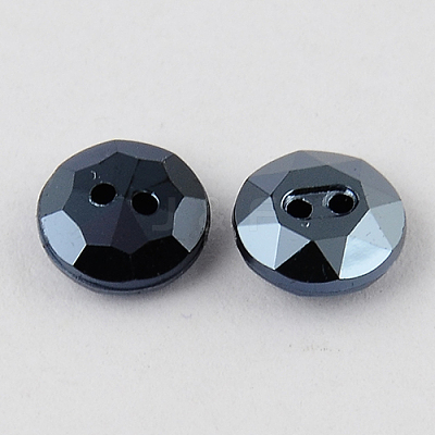 2-Hole Taiwan Acrylic Rhinestone Flat Round Buttons BUTT-F015-11.5mm-18-1