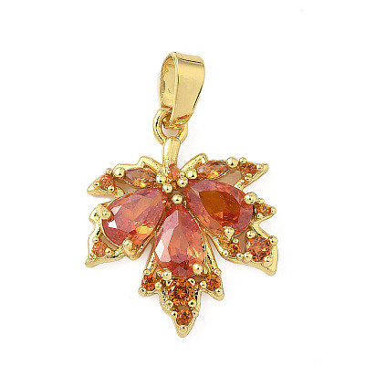 Brass Micro Pave Cubic Zirconia Pendants X-KK-H076-04G-1