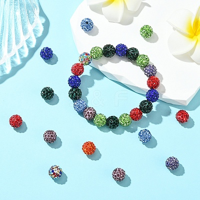 30Pcs Pave Disco Ball Beads RB-YW0001-14L-1