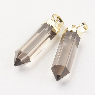 Natural Smoky Quartz Pointed Pendants G-G737-32E-G-1