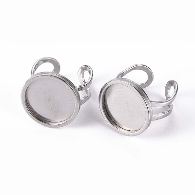 Tarnish Resistant 201 Stainless Steel Cuff Ring Findings STAS-S080-040D-P-1
