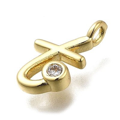 Brass Micro Pave Cubic Zirconia Pendants KK-B132-12G-T-1