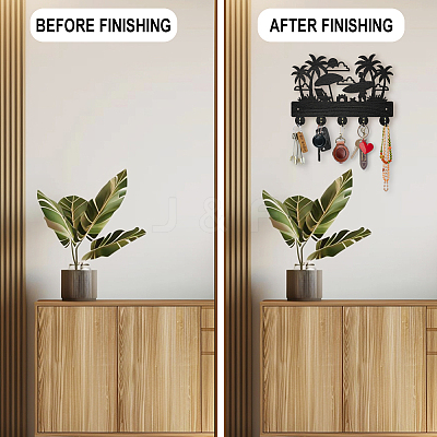 Wood & Iron Wall Mounted Hangers HJEW-WH0055-063-1