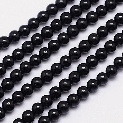Natural Black Tourmaline Round Bead Strands X-G-I160-01-6mm-1