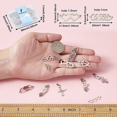 24Pcs 12 Style 304 Stainless Steel Link Connectors STAS-BY0001-02-1