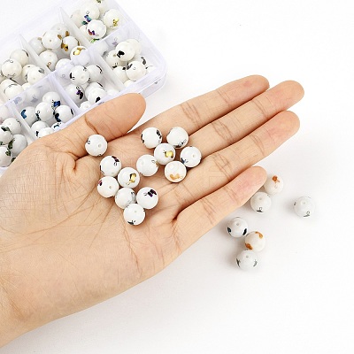 80Pcs 8 Colors Christmas Opaque Glass Beads EGLA-YW0001-05-1