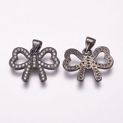 Brass Micro Pave Cubic Zirconia Charms ZIRC-G091-34B-1