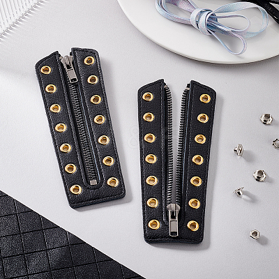 Cowhide Leather Lace-in Boot Zipper Inserts DIY-WH0499-06A-05-1