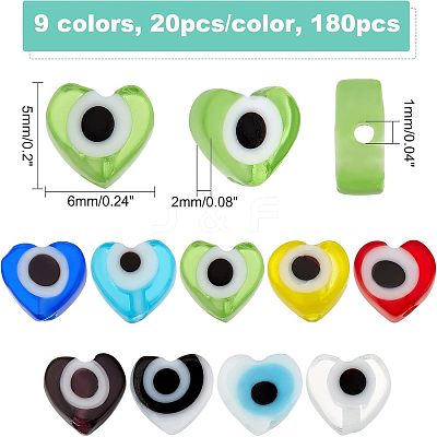180Pcs 9 Colors Handmade Evil Eye Lampwork Beads Strands LAMP-FH0001-09-1