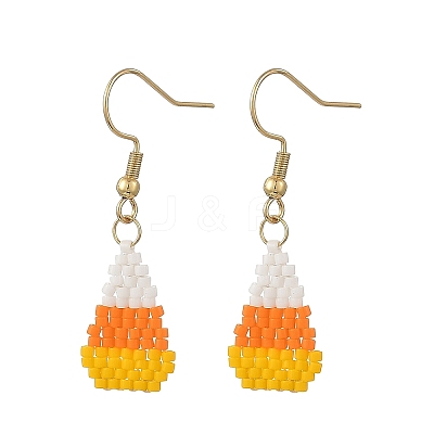 Halloween Glass Candy Corn Dangle Earrings EJEW-MZ00801-1