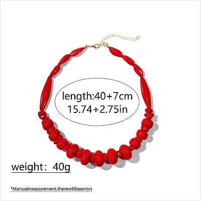 Resin Rondelle Beaded Necklaces for Women FS-WG3D4DE-01-1