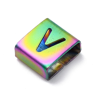 Ion Plating(IP) 304 Stainless Steel Square Slide Charms STAS-L132-14V-M-1