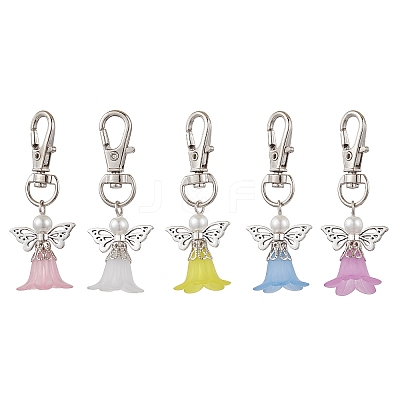 10Pcs 5 Styles Acrylic Angel Pendant Decorations HJEW-JM02730-S-1