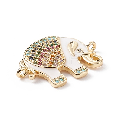 Brass Micro Pave Colorful Cubic Zirconia Connector Charms KK-B059-05G-02-1