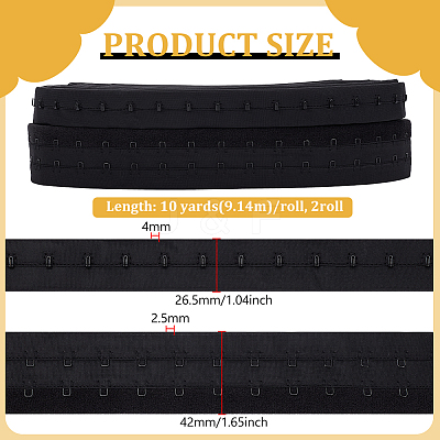 20 Yards 2 Styles Polyester Hook and Iron Eye Tape FIND-BC0013-99B-1