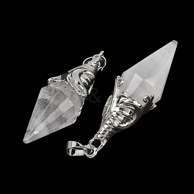 Natural Quartz Crystal Faceted Bicone Big Pendants G-Z101-03P-05-1