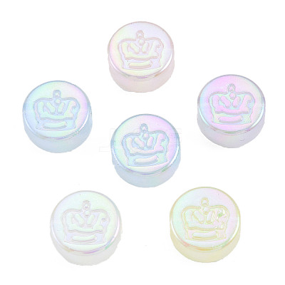 Rainbow Iridescent Plating Acrylic Beads OACR-N010-067-1