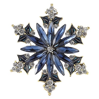 Snowflake Alloy Rhinestone Brooches for Backpack Clothes PW-WGC3E36-02-1