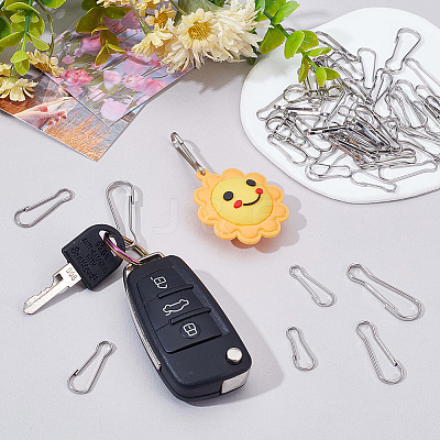 304 Stainless Steel Push Gate Snap Keychain Clasp Findings STAS-SP0001-90-1