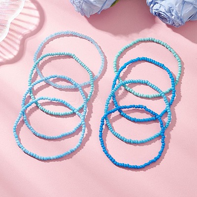 8Pcs Glass Seed Beads Stretch Bracelets for Women BJEW-MZ00264-1