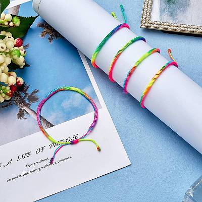 5Pcs 5 Color Braided Nylon Thread Cord Bracelets Set BJEW-SW00049-05-1