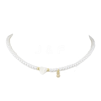 Brass Micro Pave Grade AAA Cubic Zirconia Letter Pendant Necklaces NJEW-JN04771-19-1