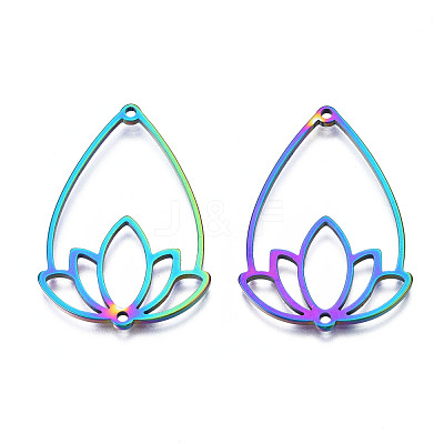 Rainbow Color 201 Stainless Steel Connector Charms STAS-N098-043M-1