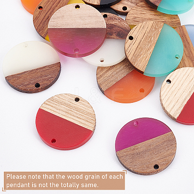 DIY 8 Pairs Flat Round Resin & Walnut Wood Earring Makings DIY-FH0001-93-1