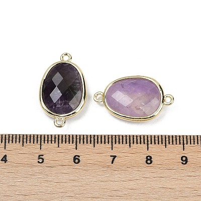Natural Amethyst Faceted Connector Charms G-K347-11G-05-1