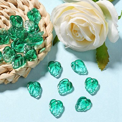 Autumn Theme Two-Tone Transparent Glass Charms GLAA-YW0001-53E-1