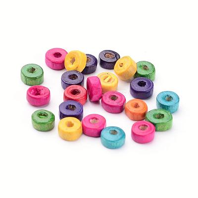 Flat Round Lead Free Natural Maple Wood Beads X-WOOD-S610-M-LF-1