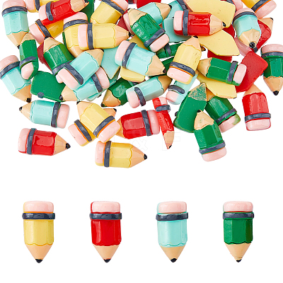 60Pcs Pencil Opaque Resin Cabochons CRES-HS0001-03-1