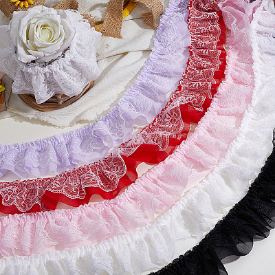 10 Yards Polyester Lace Ribbon OCOR-GF0006-25D-1