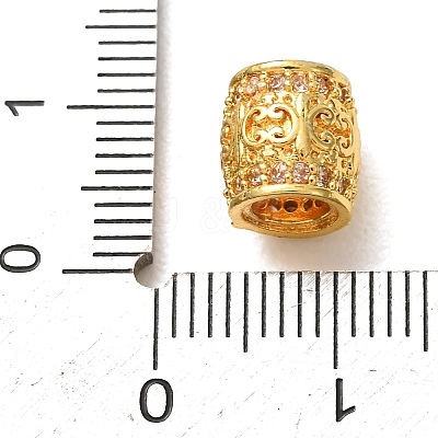 Rack Plating Brass Micro Pave Clear Cubic Zirconia European Beads KK-L215-301G-1