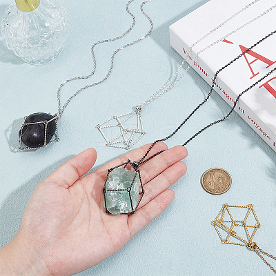 4Pcs 4 Colors 304 Stainless Steel Macrame Pouch Necklace Making NJEW-PH01541-1