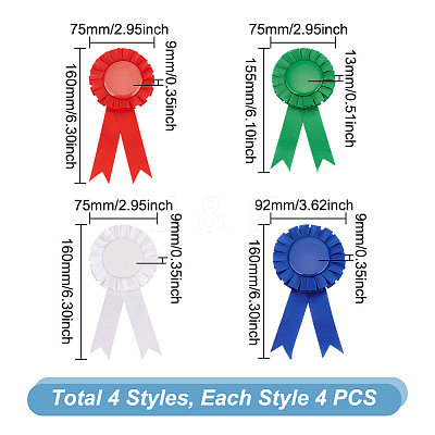 16Pcs 4 Styles Award Ribbon Shape Tinplate Badge Pins JEWB-PH0001-34-1