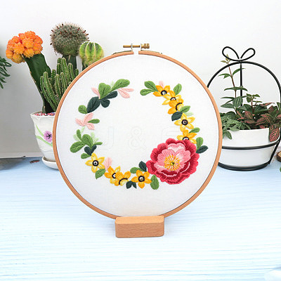 Flower Pattern DIY Embroidery Kit DIY-P077-116-1