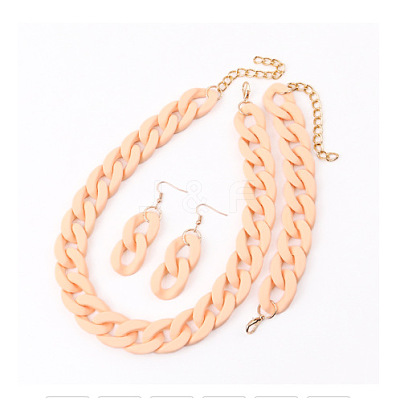 Acrylic Curb Chain Chain Necklaces & Dangle Earrings & Bracelets Sets FS-WGA399B-16-1