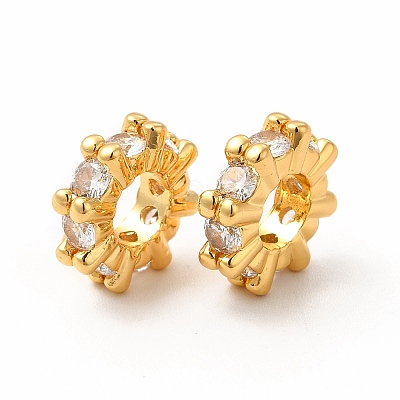 Brass Glass Spacer Beads KK-A178-06G-1