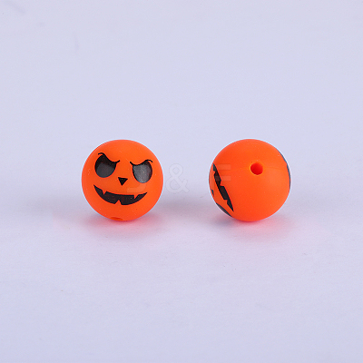 Printed Round with Ghost Pattern Silicone Focal Beads SI-JX0056A-127-1
