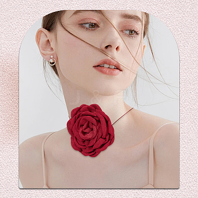 4Pcs 4 Colors Polyester 3D Flower Wrap Choker Necklaces for Women NJEW-SP0001-13-1