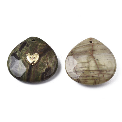 Natural Ocean Jasper Pendant Rhinestone Settings G-N326-131-07-1