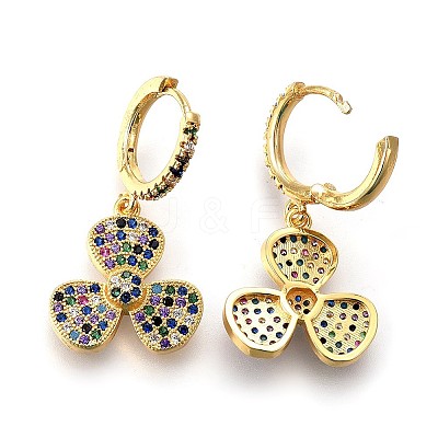 Brass Dangle Hoop Earrings EJEW-F190-15G-1