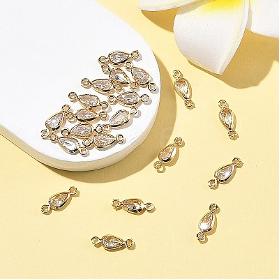SHEGRACE Brass Pave Clear Cubic Zirconia Teardrop Connector Charms XGRQ2O545-449G-1