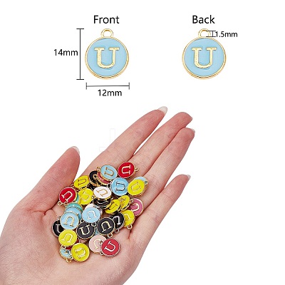 120Pcs 12 Colors Golden Plated Alloy Charms ENAM-SZ0001-64U-1