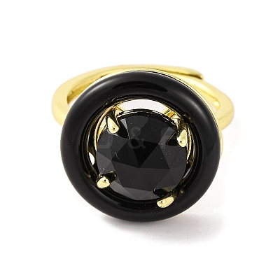 Rack Plating Round Brass Enamel Adjustable Rings RJEW-U004-01A-G-1