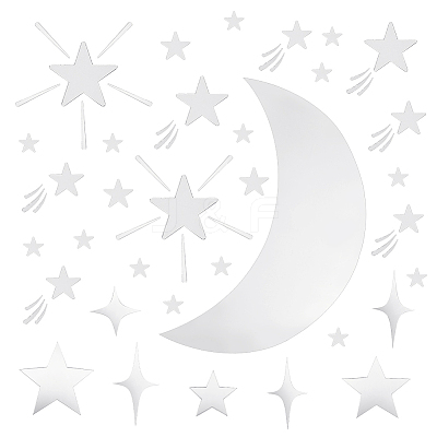 Star Acrylic Mirror Wall Stickers DIY-PH0017-37B-1